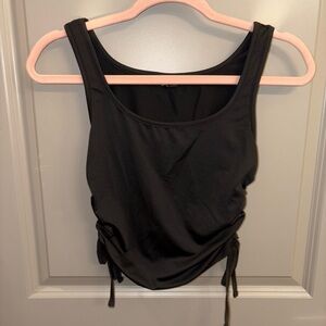 SHEIN Black Ruched cropped Tank Top